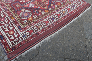 Bergama rug 260 cm x 188 cm early 20th century, very good condition, one corner repaired and one fold-wear repair well blended.           