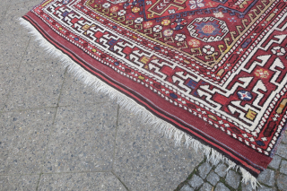 Bergama rug 260 cm x 188 cm early 20th century, very good condition, one corner repaired and one fold-wear repair well blended.           