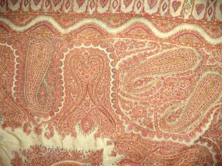 Kashmir shawl (hand embroidered borders), mid-nineteenth century                          