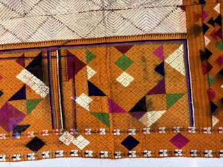 Antique Sarpallu Phulkari/bagh chand bagh with panchranga from west Punjab, Now Pakistan, more than 100years old                 