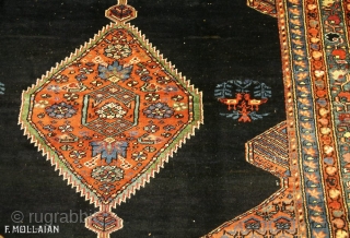 Antique Persian Kurdo Carpet, ca. 1920,

410 × 185 cm (13' 5" × 6' 0"),

Sign/Firma: Knoted by Taji Year 1318 AH ....... (Amal Taji, Sane 1318.....)        