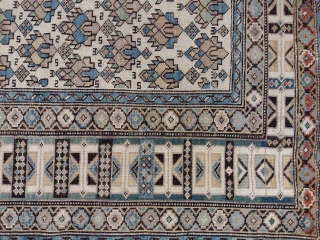 This is an antique Daghestan rug woven circa 1920 and it measures 140 x 120 in CM.
It features a beautiful mihrab design on a nice color, filled with amazing ethnic designs and  ...