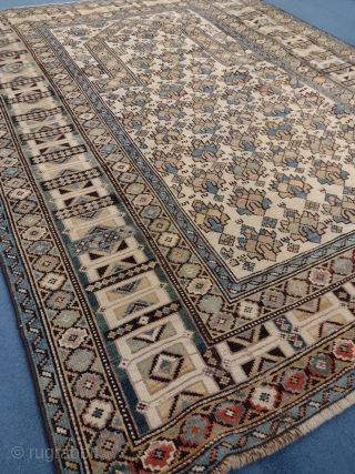 This is an antique Daghestan rug woven circa 1920 and it measures 140 x 120 in CM.
It features a beautiful mihrab design on a nice color, filled with amazing ethnic designs and  ...