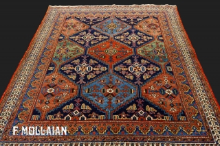 Antique Persian Afshari Rug, ca. 1900
145 × 115 cm (4' 9" × 3' 9")
                   