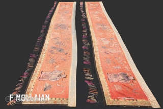 Pair of Antique Chinese Silk Textile, ca. 1890, 
393 × 64 cm (12' 10" × 2' 1")
                