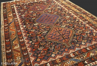 Antique Persian Signed Khamse Rug, ca. 1900
200 × 145 cm (6' 6" × 4' 9")
                  