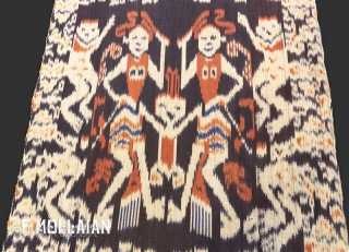 This is an antique Indonesian textile woven during the end of the 19th century circa 1890-1900 and measures 100x 54CM in size. This unique textile has a pictorial design with two dancing  ...