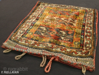 Square Antique Persian Kashkuli bagface, ca. 1880
55 × 52 cm (1' 9" × 1' 8")
                  