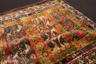 Square Antique Persian Kashkuli bagface, ca. 1880
55 × 52 cm (1' 9" × 1' 8")
                  