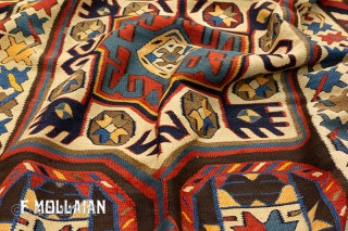 Beautiful Borcialu Antique (Caucasian) Kilim Kalleh, ca. 1890,

435 × 134 cm (14' 3" × 4' 4")                 