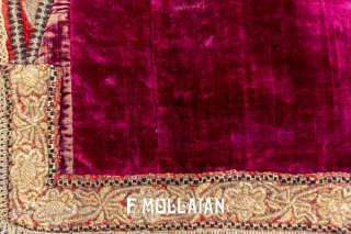 Turkish Embroidery metal thread on Velvet Antique Ottoman Textile, 19th Century
117 × 87 cm (3' 10" × 2' 10")

              