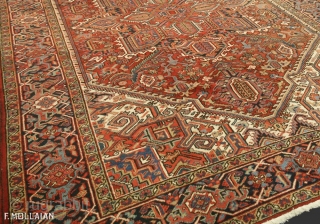 Beautiful Antique Persian Heriz Carpet, ca. 1920
347 × 245 cm (11' 4" × 8' 0")

The price for Extra EU: €1,385.25             