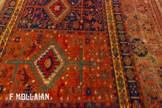 Very Nice Antique Persian Kurdo Rug, ca. 1900,

144 × 81 cm (4' 8" × 2' 7"),
                 