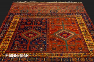 Very Nice Antique Persian Kurdo Rug, ca. 1900,

144 × 81 cm (4' 8" × 2' 7"),
                 