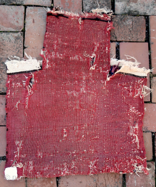 Early Flat weave Baluch Salt Bag-- approx 16 × 22”


Likely Khorasan. Predominance of white is unique among Baluch textiles. Amazingly fine weft float and sumak work. Note cowrie shell embellishment. Condition notwithstanding,  ...