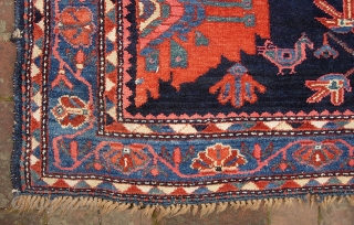 Tribal Kharaghan--  4 ft 9 inches x 9 ft 3 inches. This rug was sold to me as Bahktiari-Luri. But I don't think that is correct. Dyes and design are dead  ...