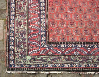 Malayer. 6 ft by 10 ft 2 inches. Rare gallery size piece. circa 1900. Floppy weave. Cotton foundation. All good dyes with really nice green in the border. Pile is low but  ...