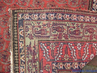 Malayer. 6 ft by 10 ft 2 inches. Rare gallery size piece. circa 1900. Floppy weave. Cotton foundation. All good dyes with really nice green in the border. Pile is low but  ...