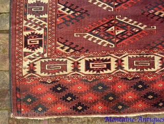 Yomud-- 6 ft x 8 ft 5 inches. Legit early ethnographic main carpet with Dyrnak gull. Well used-- tho excellent candidate for restoration. Please call for condition Report. $30 UPS to Lower  ...