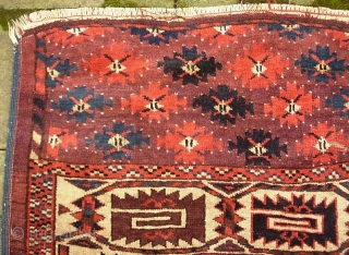 Yomud-- 6 ft x 8 ft 5 inches. Legit early ethnographic main carpet with Dyrnak gull. Well used-- tho excellent candidate for restoration. Please call for condition Report. $30 UPS to Lower  ...