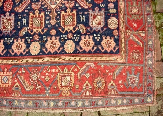 Kurdish. 4 ft 4 in  x 7 ft 7 in-- Ancient and beautiful old Kurdish textile possibly 19th century. A rare as well as decorative ethnographic piece. Low but even. Original  ...