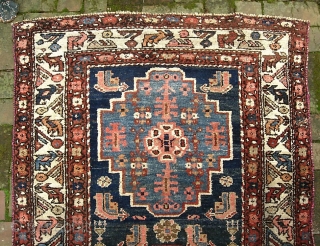 West Persian Village-- 3 ft 5 in x 5 ft 2 inches. Wool weft. Most likely Kurdish, possibly Kolyai. Weave is thick, heavy, plush-- but also floppy. $25 UPS to lower 48. 