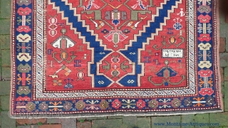 Large Kazak Rug --  5.2 x 9.7. Lots of interesting things about this rug. An inscription (I cant read) and a date which only makes sense from the back side of  ...