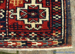 Kurdish Pillow-- 13 x 22 inches. We acquired a collection of small rugs. A pile of tribal pieces which I will post 6 per day until they are gone.
Probably Khorasan Kurd. Cute,  ...