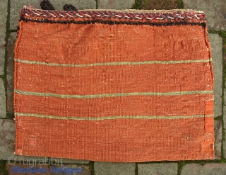 Afshar Chanta -- 14 x 19 inches. Cute little diminutive thing with nice weave. Excellent pile. Some antique reweaves on the kelim back to keep it functional as a bag. $15 UPS  ...