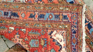 Heriz Runner-- c. 1920-- 3.3 x 14.6--  Heavy and densely knotted piece. Beautiful lively Northwest colors. Very clean and pristine. Please see all photos. US shipping: $40 please call the shop  ...