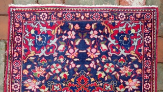 Central Persian Village-- 2 x 2.9. Perhaps a village piece from the Isfahan region trying to be something fancier and more formal. circa 100 years old.  Very finely made with tiny  ...