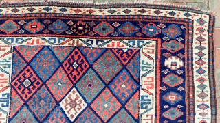 ENORMOUS FINE JAFF FACE-- 37 x 51--  Most sumptuous Kurd bag face. Exceptional quality wool w/ beautiful saturated natural dyes. Exceptional condition indicates it was revered and well cared for.
CONDITION: Plush  ...