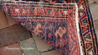 NW/Shasavan-- 21 x 17. Chunky NW weave and you have to look carefully to catch the quirky interest value. With interlocking bird motif and cotton foundation I’m thinking Shasavan. This surrounds a  ...