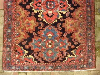 Hamadan-- 4 ft 3 x 6 ft 7 in. It is rare to find dated Hamadans. You'll never find a clearer, more legible date on a rug. This maker wanted to leave  ...