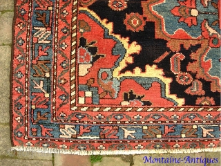 Hamadan-- 4 ft 3 x 6 ft 7 in. It is rare to find dated Hamadans. You'll never find a clearer, more legible date on a rug. This maker wanted to leave  ...