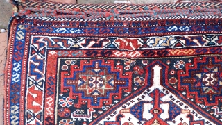 Qashqai-- 22 x 24 in. Beautiful, plush, crisply woven Southwest tribal. Complete with striped back and braided securing cords. CONDITION: Excellent. No apologies. Please see all photos. US Shipping: $15 please call  ...