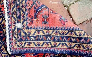 Mini Mehriban-- 20 x 19 in. Hard to tell from photos but this is a little gem. Tiny rug for some small floor spot. Fine soft wool, possibly imported (ie., Manchester) w/  ...