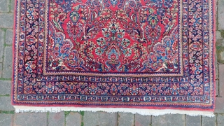 Sarouk-- 4.4 x 7.3. 90 year old rug is thick, plush, heavy, finely knotted-- absolutely dead mint like it was made yesterday. Its a bloody miracle. CONDITION: Time capsule. No apologies. Please  ...