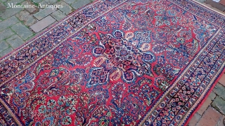 Sarouk-- 4.4 x 7.3. 90 year old rug is thick, plush, heavy, finely knotted-- absolutely dead mint like it was made yesterday. Its a bloody miracle. CONDITION: Time capsule. No apologies. Please  ...