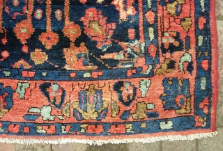 Kolyai-- 4 ft 4 x 6 ft 8 in. Tribal version of classic west Persian art deco floral spray.  Thick and plush with lots of abrashes. Call me for concise in  ...
