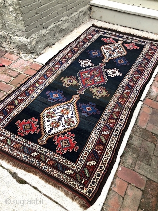 Veramin Zaronim--  4 ft 3 in x 8 ft. Bags and pushtis are more abundant. Older tribal Veramins are rarely seen in this size. Very nice older piece with abundant abrashes.  ...