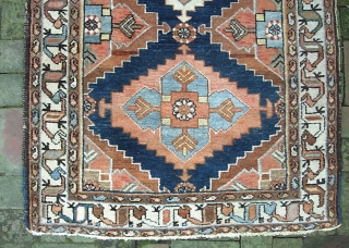 cf. Saveh Region-- 3 ft 5 x 4 ft 11. Uncluttered. Decorative. Good condition We just posted a whole slug of fresh stuff Check it out @ http://www.montaine-antiques.com/oriental-rugs/     