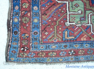 Heriz Runner. 3 ft 2 x 10 ft 3. Heriz weave with oversized medallions and Serapi coloration. We just posted a whole slug of fresh stuff. Check it out @ http://www.montaine-antiques.com/oriental-rugs/  