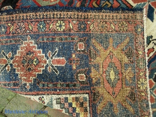 Bahktiari 4 ft 1 in x 5 ft 8 in. Beautiful old thing with knockout colors.  $20 UPS to Lower 48.  Check out recent finds @ http://www.montaine-antiques.com/oriental-rugs/    