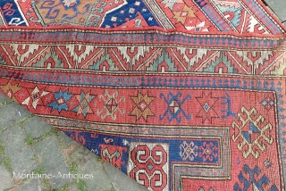 Rare Large Armenian Kazak Dated 1903--
5.2 x 11 ft. Arabic date indicates Armenian origin. Karabagh region, Southern Caucusus. Unusual large size. Interesting decorative ethnographic piece. Local midwest Estate. Attrition at ends and  ...