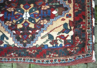 Large bag. 30 x 26 Genuinely old Persian piece of uncertain  origin. Maybe South. Double wefted on wool foundation. Thick. Plush. Floppy.  Minty. $20 UPS to lower 48   