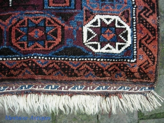 Baluch --21 x 29 inches. larger piece with fine wool and nice colors. We have just posted 40 nice fresh pieces on the web site: www.montaine-antiques.com.       