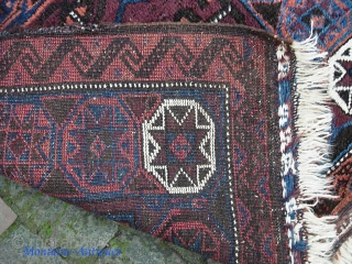 Baluch --21 x 29 inches. larger piece with fine wool and nice colors. We have just posted 40 nice fresh pieces on the web site: www.montaine-antiques.com.       