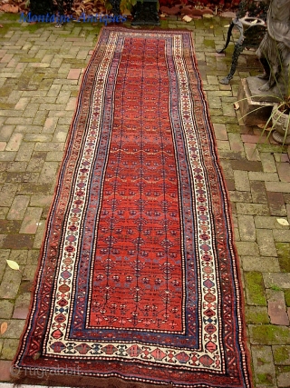 Sauj Bulak-- 3.5 x 14.1. Honest old ethnographic Kurd. Please call for condition Report. Check out abundant fresh posts on our web site: http://www.montaine-antiques.com/oriental-rugs/         