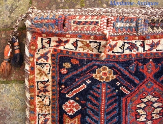 Southwest-- 15 x 20 inches. Interesting details. Please call for condition Report. Check out abundant fresh posts on our web site: http://www.montaine-antiques.com/oriental-rugs/           